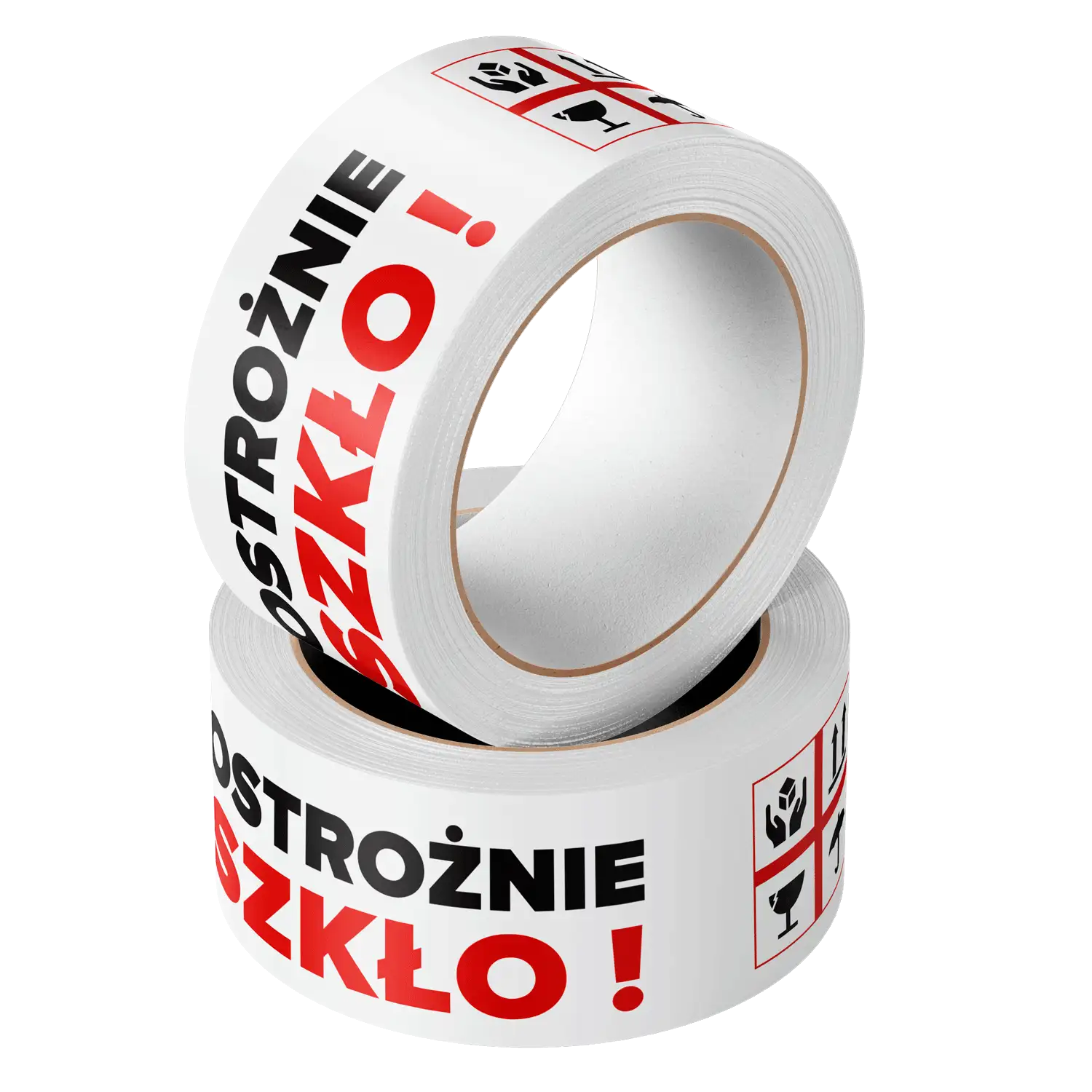 TAŚMA PAKOWA Z NADRUKIEM OSTROŻNIE SZKŁO! WHITE